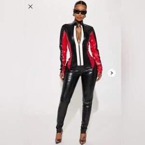 Moto PU leather jumpsuit. New. Size 1X